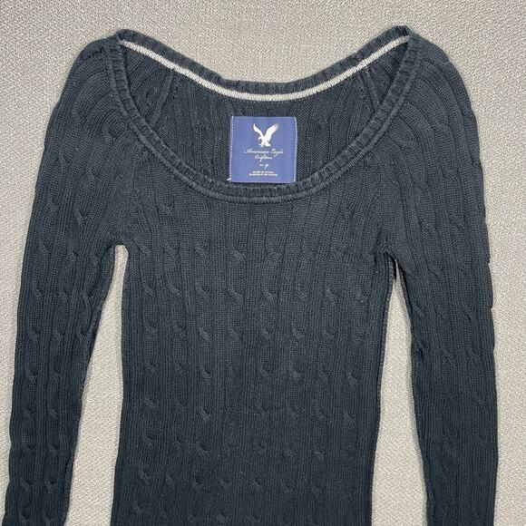 American Eagle Sweater Womens XS Cable Knit Preppy Twee Y2K Bella Swan - Picture 2 of 9